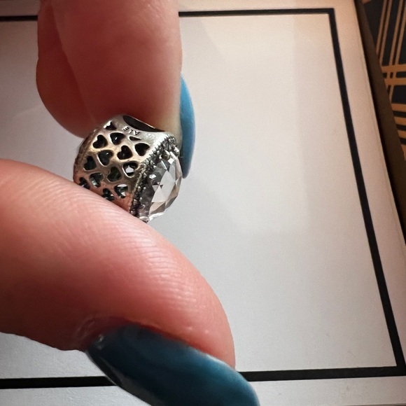 Pandora Retired Radiant Hearts charm with Clear Cubic Zirconia Stone - Picture 9 of 9